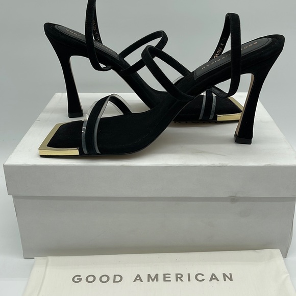 Good American Shoes - Good American Black Suede Slip on Formal SZ 11 women’s heels NIB made in Spain
